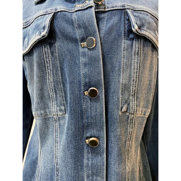 White House Black Market Fit and Flare Denim Shacket Jacket Large - Picture 8 of 12